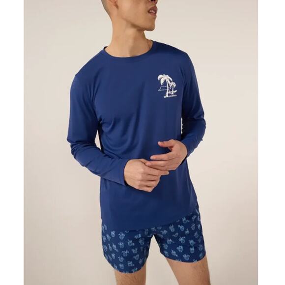 NEW CHUBBIES Men's Navy The Mega Relaxer Sun Crewneck Pullover T-Shirt Size M - Picture 1 of 8
